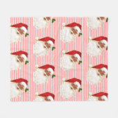 Couverture Polaire Noir Santa Claus Rouge Blanc Tige polaire Blanche  (Devant (Horizontal))