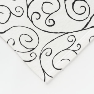 Couverture Polaire Noir sur blanc peint à la main Motif