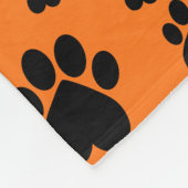 Couverture Polaire Noir sur Orange Heart Empreinte de patte (Coin)