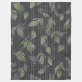 Couverture Polaire Noir Tissé Feuilles Et Grilles (Devant)