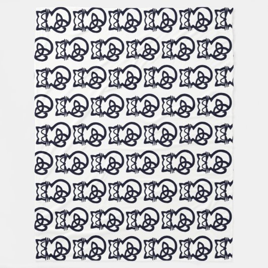 Couverture Polaire Noir Trinity Knot Celtic Cat Blanche (Devant)