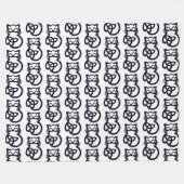 Couverture Polaire Noir Trinity Knot Celtic Cat Blanche (Devant (Horizontal))