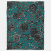 Couverture Polaire Noir Turquoise Rose gothique Élégant mariage (Devant)