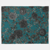 Couverture Polaire Noir Turquoise Rose gothique Élégant mariage (Devant (Horizontal))