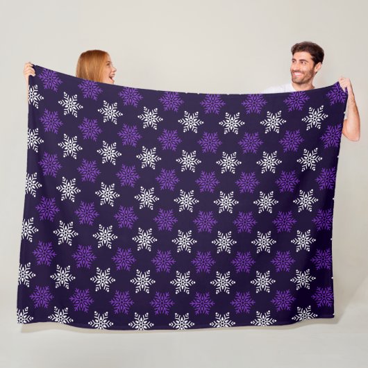 Couverture Polaire Noir violet foncé Flocon de neige Motif sans coutu (En situation)