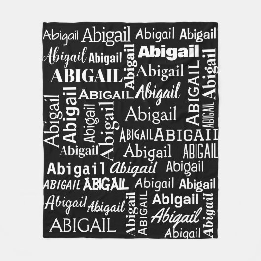 Couverture Polaire Nom ABIGAIL Blanc En Noir (Devant)