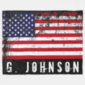 Couverture Polaire Nom affligé de coutume de drapeau américain de (Devant (Horizontal))