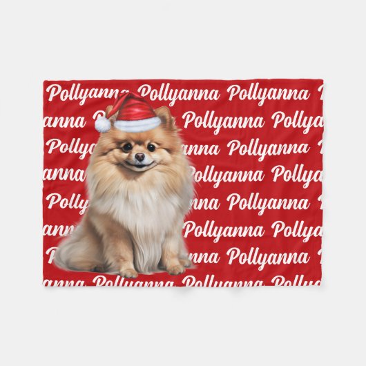 Couverture Polaire Nom amusant de chien Pomeranian pour Noël (Devant (Horizontal))