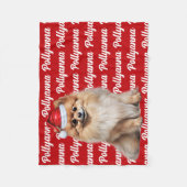 Couverture Polaire Nom amusant de chien Pomeranian pour Noël (Devant)