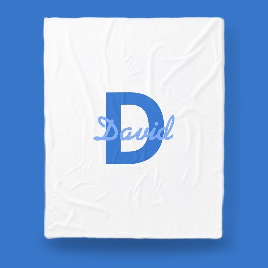 Couverture Polaire Nom bleu et monogramme