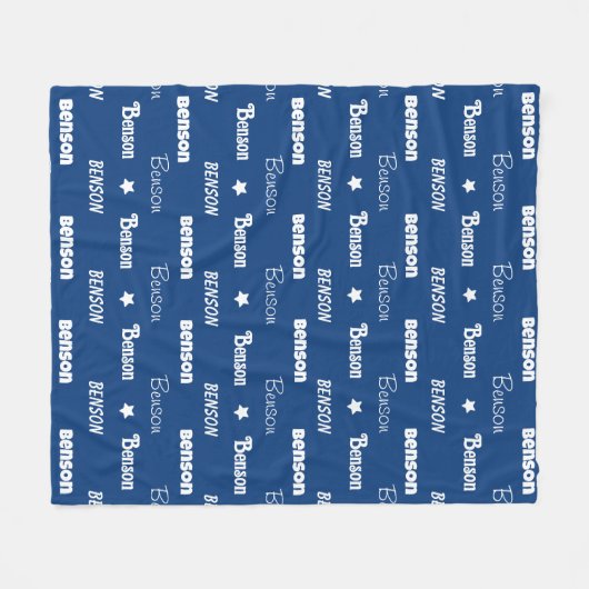 Couverture Polaire Nom bleu marine mignon répétable personnalisé (Devant (Horizontal))