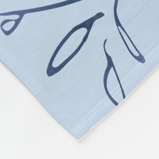 Couverture Polaire Nom botanique bleu personnalisé et monogramme (Coin)