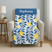 Couverture Polaire Nom Citron Aquarelle Bleu Jaune
