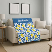 Couverture Polaire Nom Citron Aquarelle Bleu Jaune