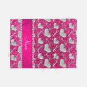 Couverture Polaire Nom coeur argent clés neon parties scintillant ros (Devant (Horizontal))