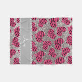Couverture Polaire Nom Coeurs roses argent parties scintillant zèbre  (Devant (Horizontal))