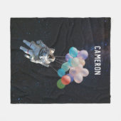 Couverture Polaire Nom customisé Astronaut Étoiles et ballons spatiau (Devant (Horizontal))