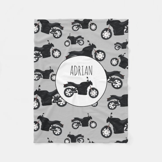 Couverture Polaire Nom Customisé du Motif de moto (Devant)