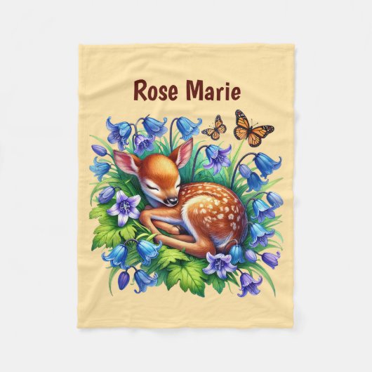 Couverture Polaire Nom d'ajout de cerf de bébé mignon (Devant)