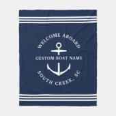 Couverture Polaire Nom de bateau personnalisé moderne Bienvenue à bor (Devant)