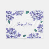 Couverture Polaire Nom de bébé de la fleur d'hydrangée violette (Devant (Horizontal))