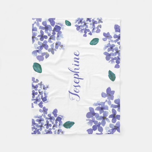 Couverture Polaire Nom de bébé de la fleur d'hydrangée violette (Devant)