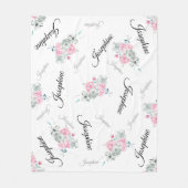 Couverture Polaire Nom de bébé personnalisé| Aquarelle Fleur de Boho (Devant)