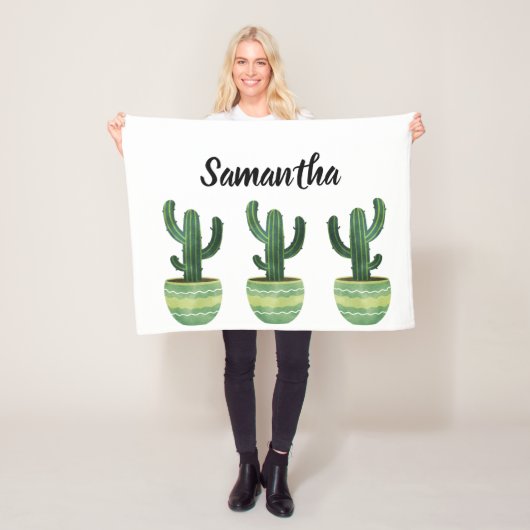 Couverture Polaire Nom de cactus aquarelle (En situation)
