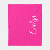 Couverture Polaire Nom de calligraphie bouclée rose chaud et blanc (Devant)