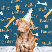 Couverture Polaire Nom de chien personnalisé Stars Bones Bleu