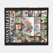 Couverture Polaire Nom de famille 25 Photo Collage noir (Devant (Horizontal))