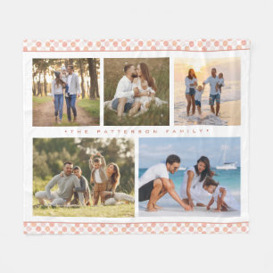 Couverture Polaire Nom De Famille 5 Photo Collage Rose Girly Moderne