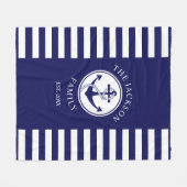 Couverture Polaire Nom de famille Ancre nautique Motif Blue Stripes (Devant (Horizontal))