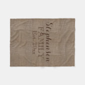 Couverture Polaire Nom de famille Burlap Rustic (Devant (Horizontal))