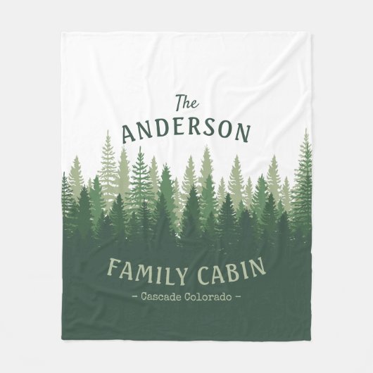 Couverture Polaire Nom de famille Cabine Emplacement Pine Tree Forest (Devant)