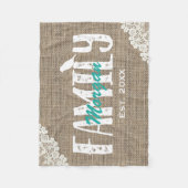 Couverture Polaire Nom de famille lacé par toile de jute rustique (Devant)