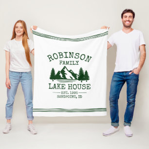 Couverture Polaire Nom de famille Lake House Forest Green Trees