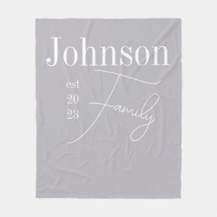 Couverture Polaire Nom de famille moderne personnalisé Gris