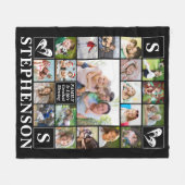 Couverture Polaire Nom de famille Monogramme Citation Coeur 20 Photo (Devant (Horizontal))