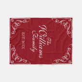 Couverture Polaire Nom de famille personnalisé blanc bordeaux rouge p (Devant (Horizontal))
