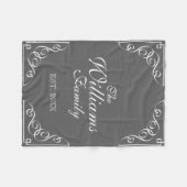 Couverture Polaire Nom de famille personnalisé blanc gris (Devant (Horizontal))