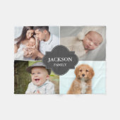 Couverture Polaire Nom de famille personnalisé Crest Collage photo (Devant (Horizontal))