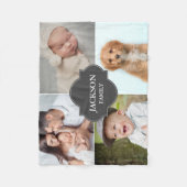 Couverture Polaire Nom de famille personnalisé Crest Collage photo (Devant)