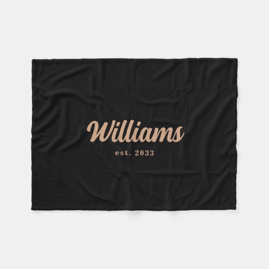 Couverture Polaire Nom de famille personnalisé Noir et Tan (Devant (Horizontal))