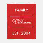 Couverture Polaire Nom de famille personnalisé rouge et blanc (Devant)
