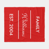 Couverture Polaire Nom de famille personnalisé rouge et blanc (Devant (Horizontal))