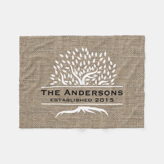 Couverture Polaire Nom de famille rustique de toile de jute d'arbre (Devant (Horizontal))
