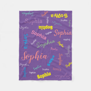 Couverture Polaire Nom de fille personnalisé Monogramme Coude violet