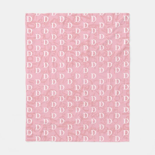 Couverture Polaire nom de fille rose et motif initial (monogramme) (Devant)