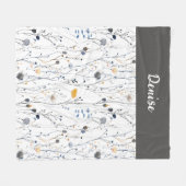 Couverture Polaire Nom de fleur sauvage aquarelle bleu gris (Devant (Horizontal))